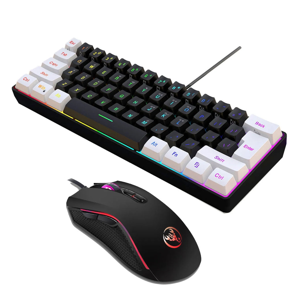 V700WB white and black wired gaming keyboard and mouse suit with colour backlight.
