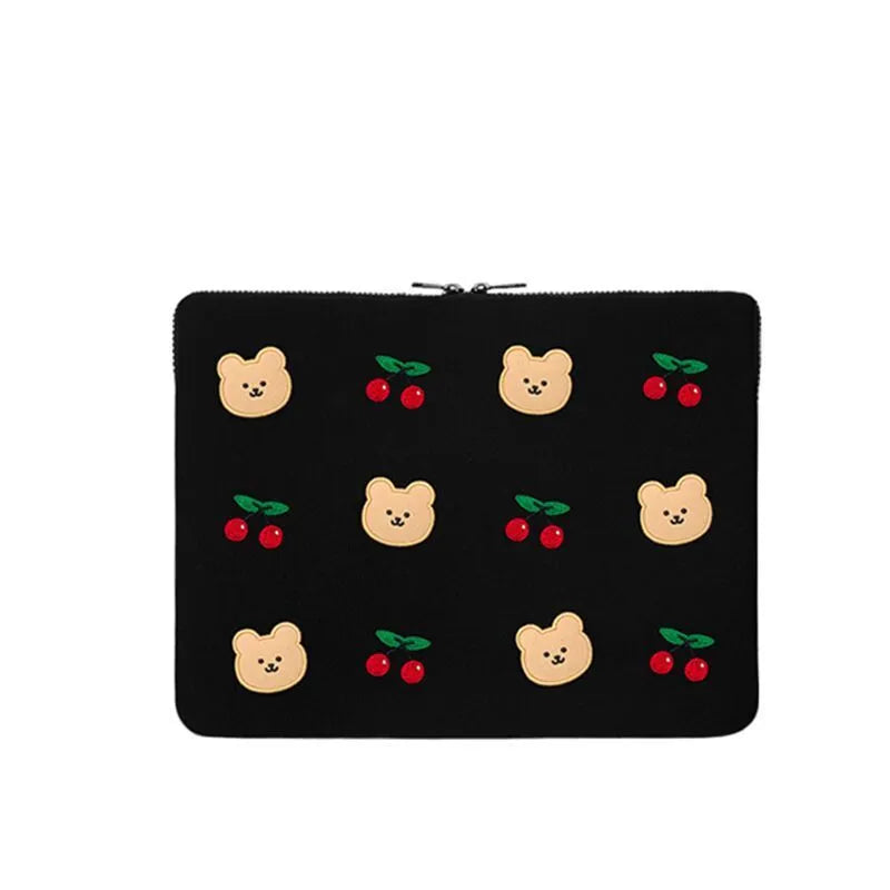 Embroidered animal design laptop sleeve bag for 13.6-inch to 15.6-inch computers
