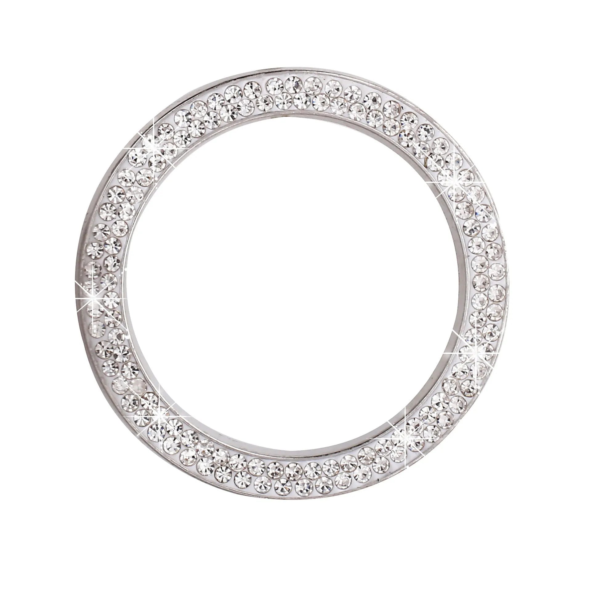 Diamond-encrusted car one-button start decorative ring sticker in pink with rhinestones on a car start button