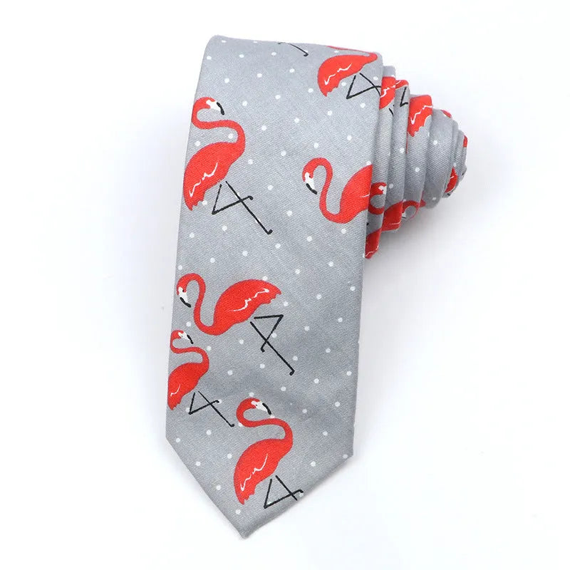 Narrow Korean-style cotton bow tie with a printed cartoon pattern.
