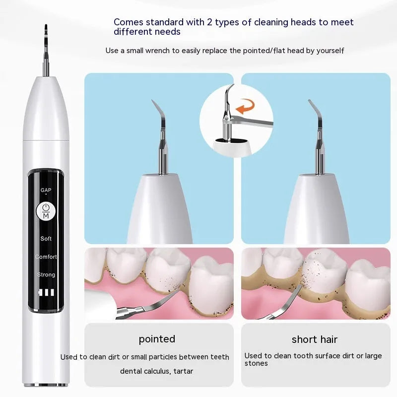 Visual ultrasonic dental cleaner with 30KHz frequency tracking and 300000-pixel camera in black