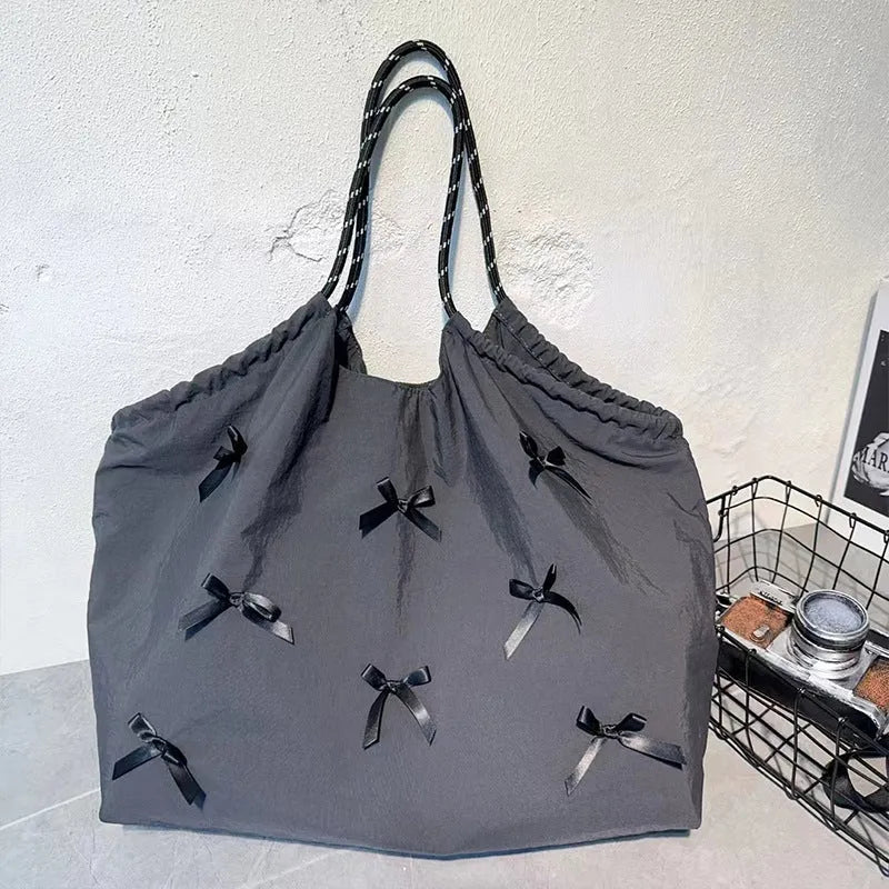 Women's soft Oxford cloth large capacity casual bow bag crossbody shoulder bag Urban Simplicity style