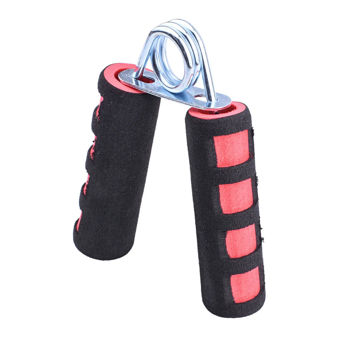 Hand training spring grip with foam handle in black grey for finger and forearm strength