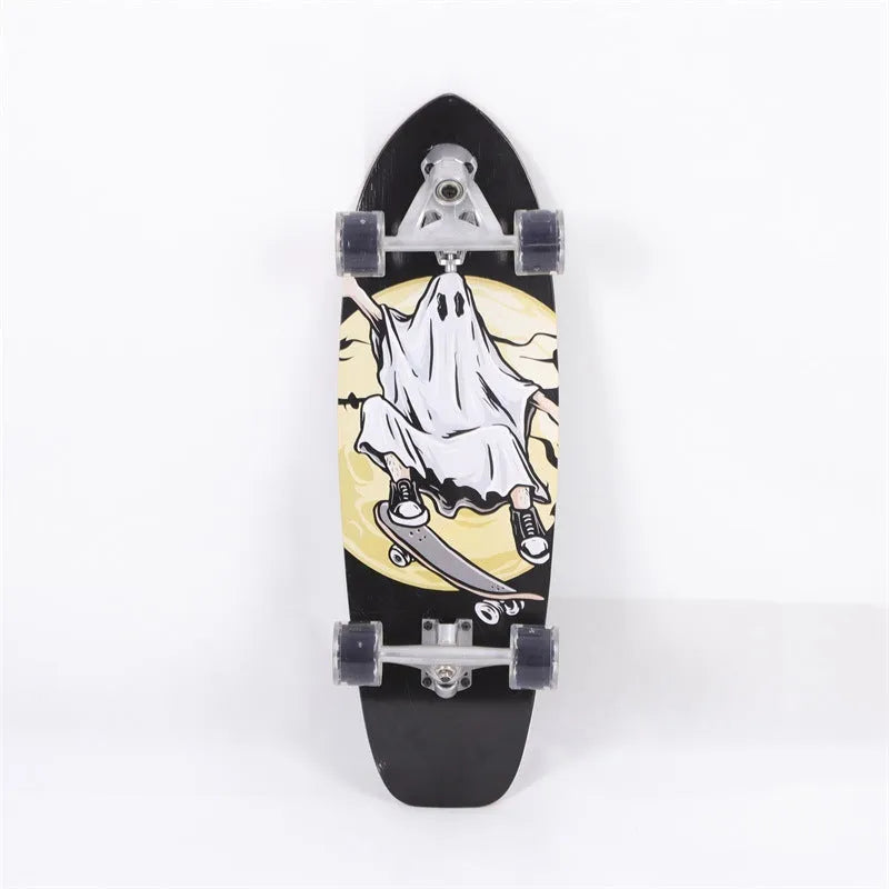 White maple wooden street scooter complete skateboard with 31-inch deck for urban riding
