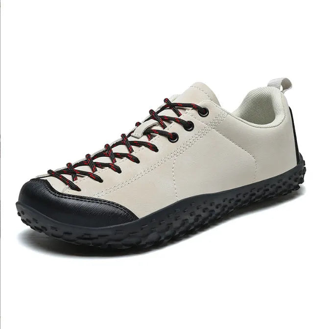 Large size wide toe training shoes with mesh upper, rubber sole, and front lace-up in black colour