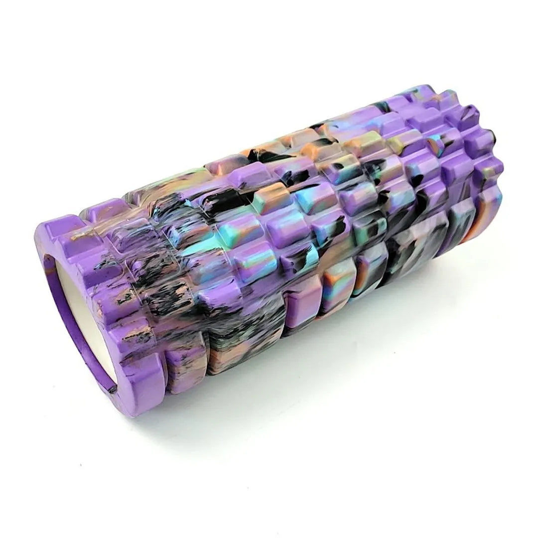33cm camouflage pattern EVA foam roller showing classic colour combinations including blue green yellow and rose red black designs
