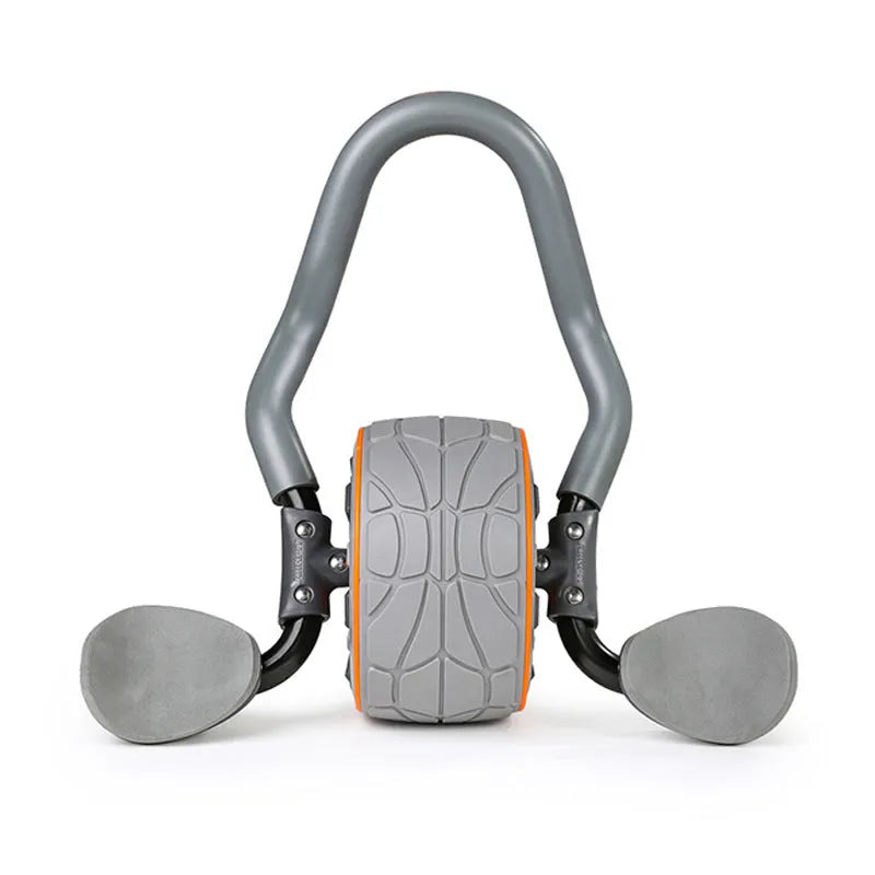 Shadow grey abdominal wheel roller with steel pipe construction and kneeling mat for core strength training