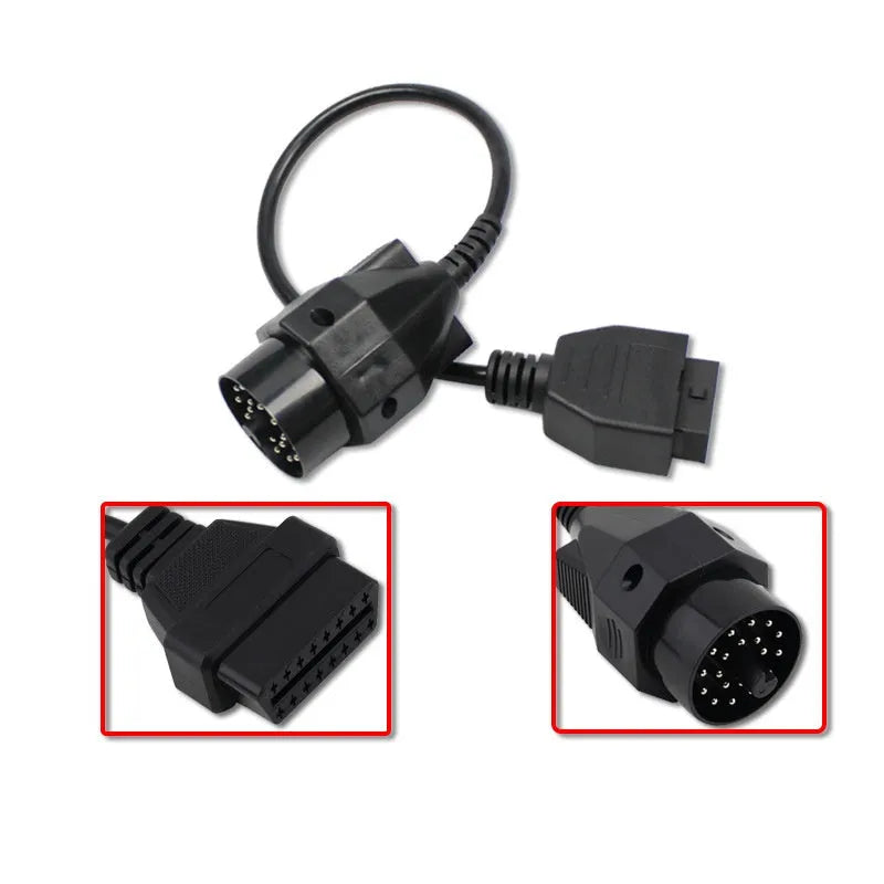 BMW diagnostic adapter cable with 20-pin and 16-pin OBD2 connectors for vehicle scanner compatibility