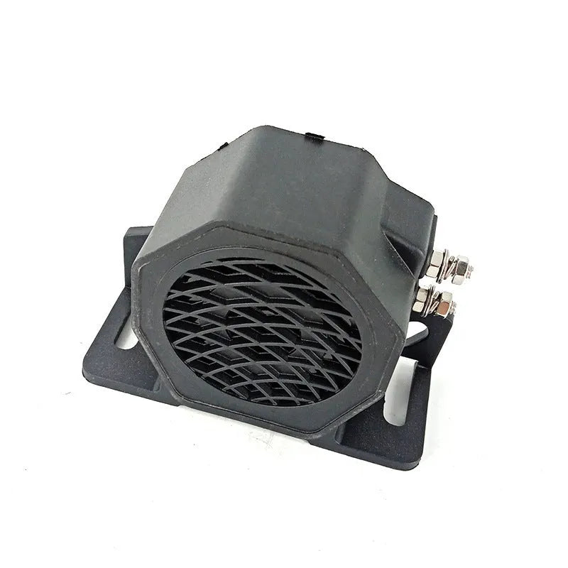 Black GQ-208A 12-80V vehicle reversing horn and buzzer with wire connectors.