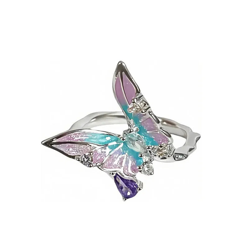 Adjustable copper ring with detailed insect sculpture and drip-oil finish in colour option JZ2868A.