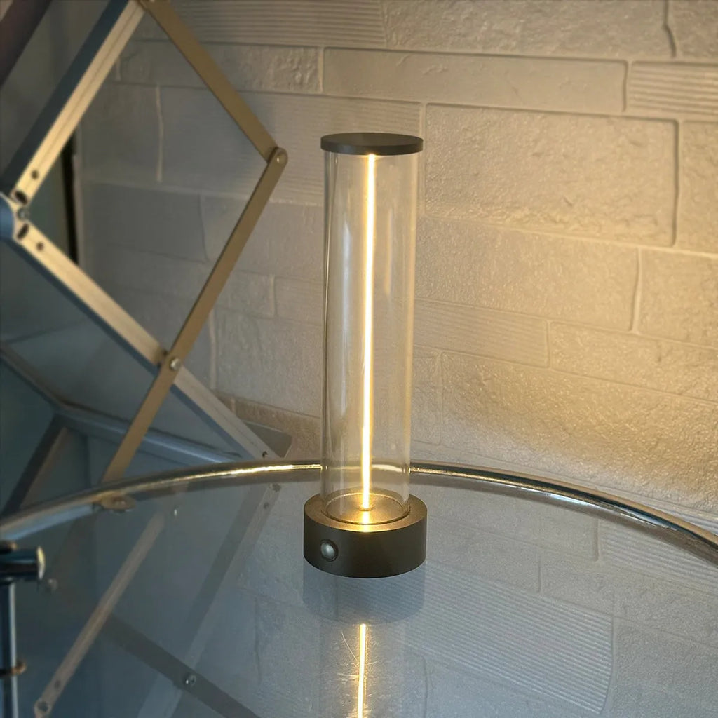 Modern glass LED light strip with magnetic base measuring 53mm wide by 234mm tall