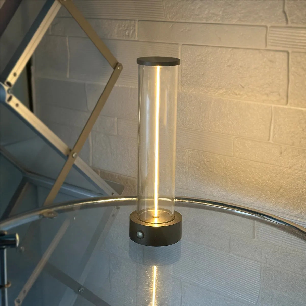 Modern glass LED light strip with magnetic base measuring 53mm wide by 234mm tall