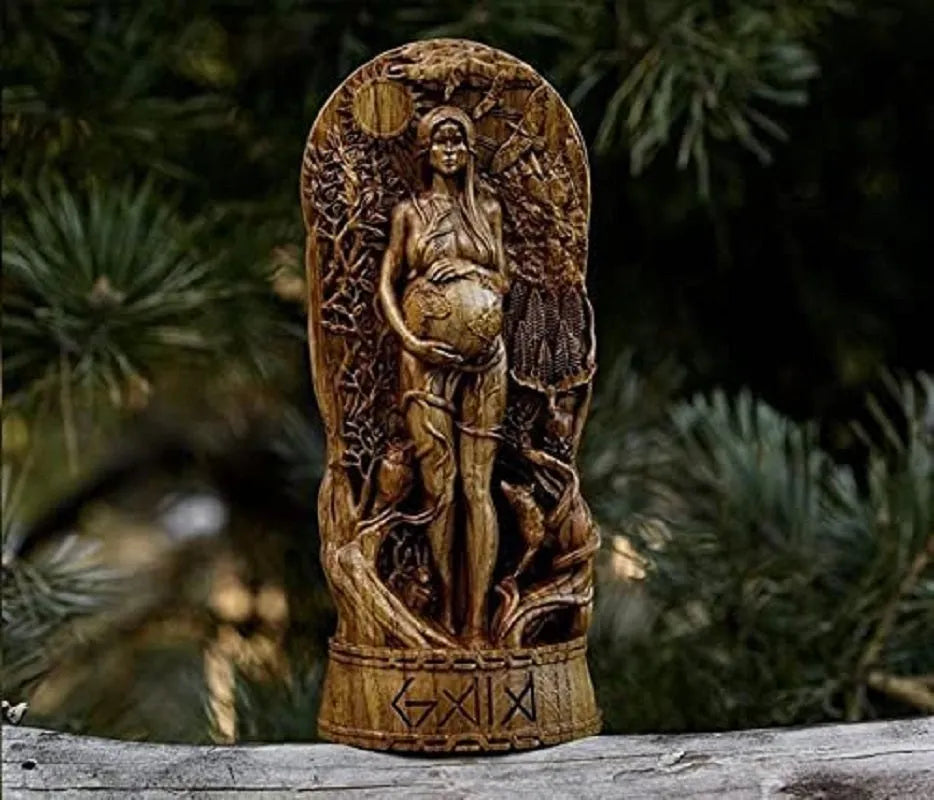 A detailed resin sculpture of a Greek goddess statue, 22 centimetres tall, for garden or altar decoration.