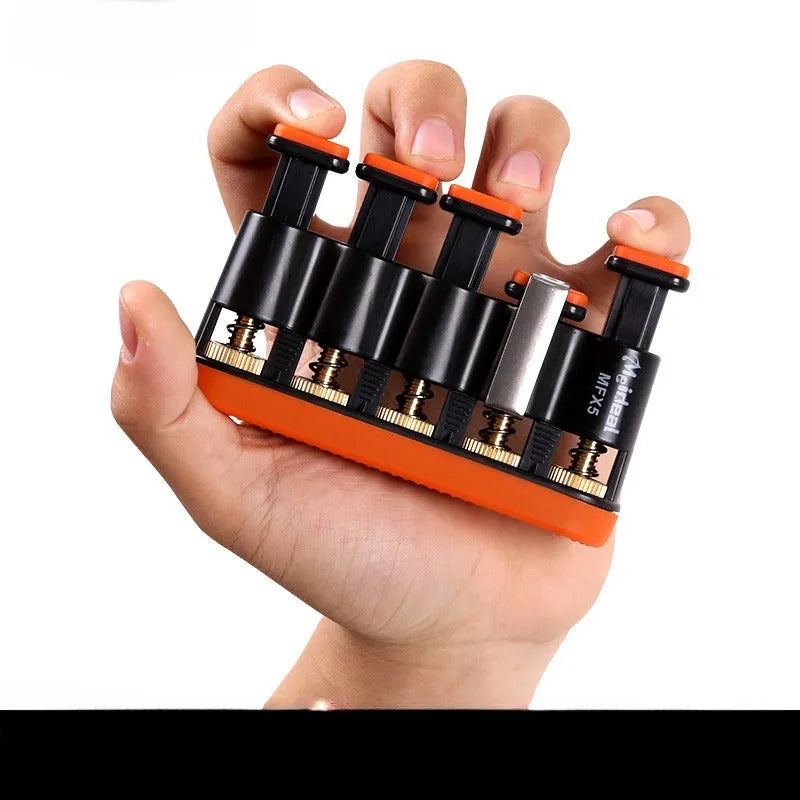 Grey and orange non-slip silicone climbing fingerboard finger trainer for hand strength development.