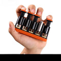 Grey and orange non-slip silicone climbing fingerboard finger trainer for hand strength development.
