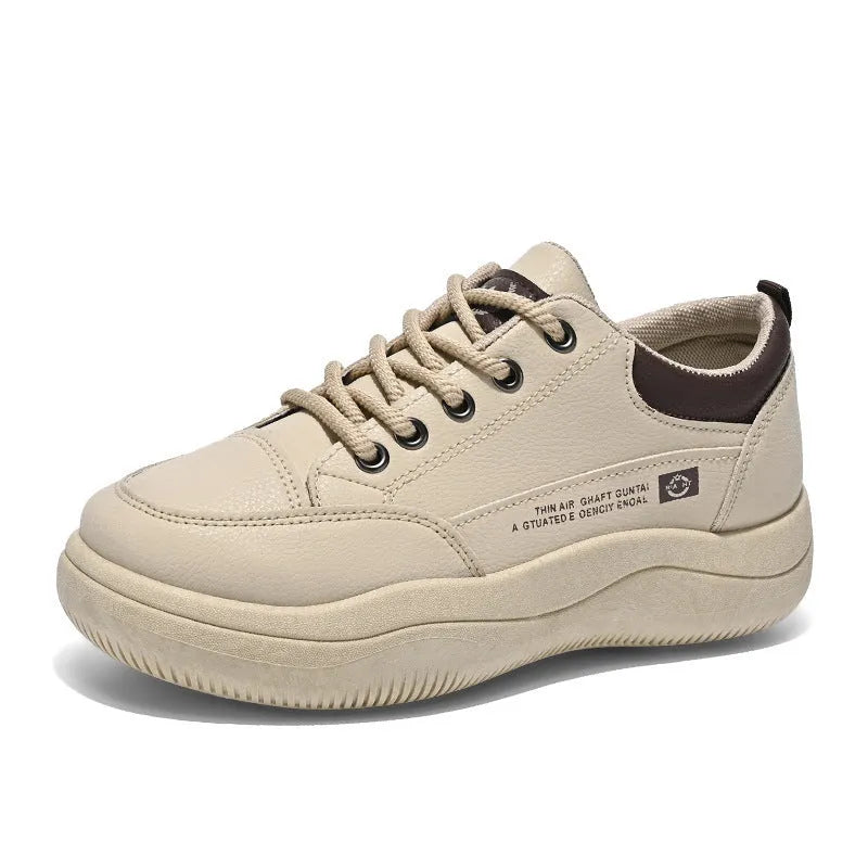 Women's white Korean-style pumps with cross straps, round toe and mid-heel