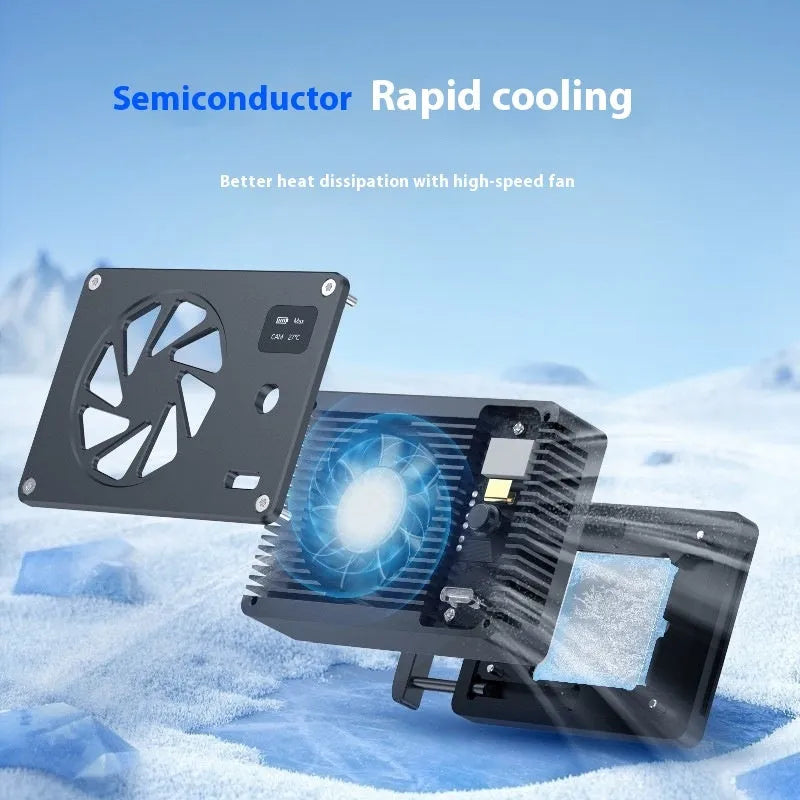 Black aluminium computer cooling radiator measuring 89mm wide with attached power cord