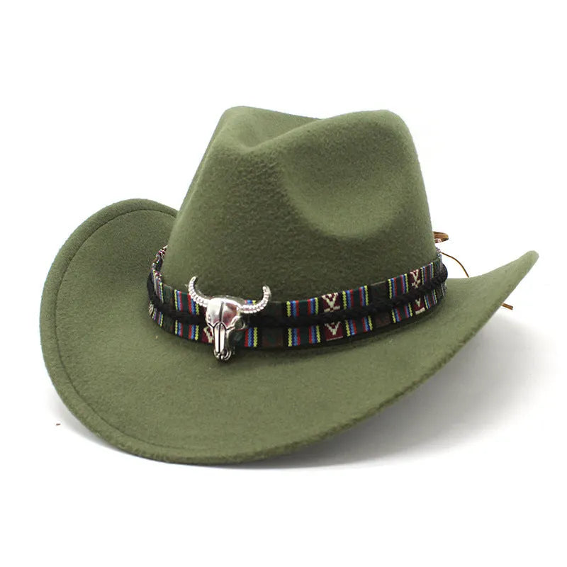 Western cowboy hat with bell crown style in polyester fabric, M size 56-58cm