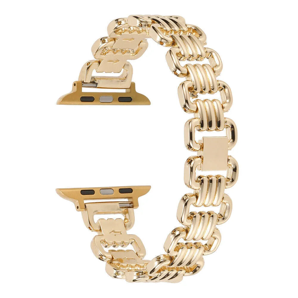 Alloy metal bracelet for Apple Watch in silver, black, gold, rose gold, and Starlight colours
