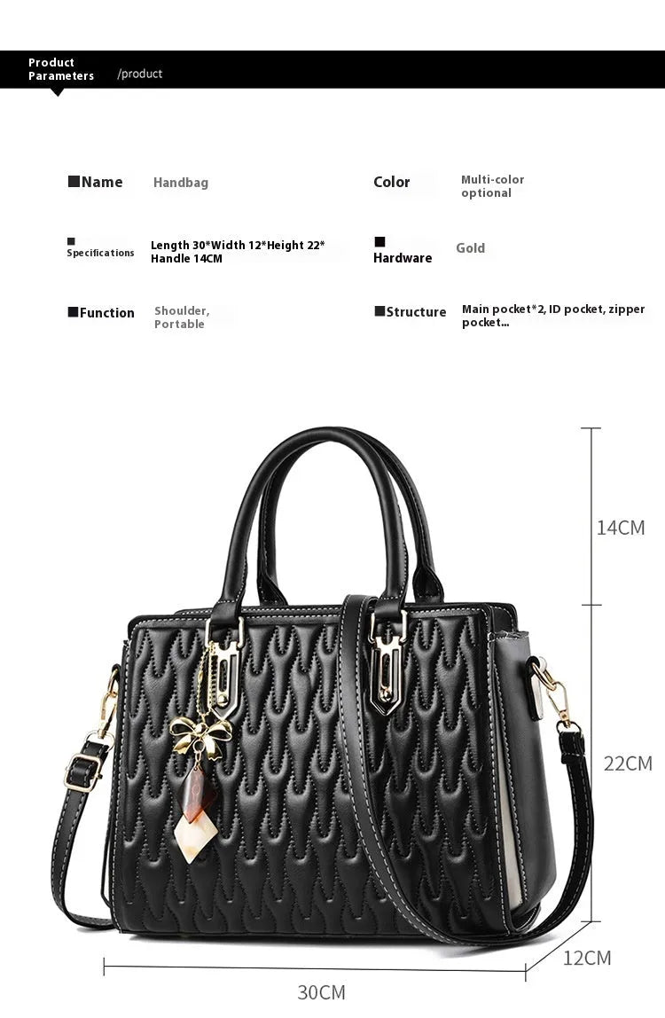 Women's large-capacity polyester shoulder messenger bag in street trend style with organisational pockets
