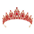 Baroque-style bride crown headdress made of alloy with rhinestone decoration in silver and gold colour options.