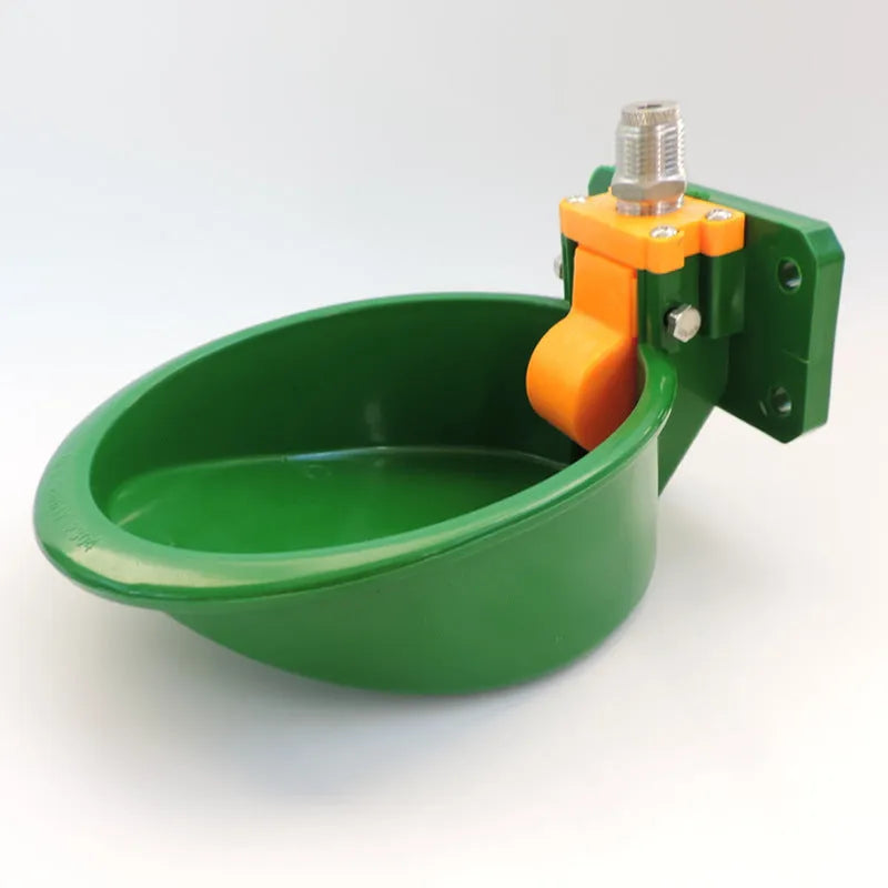 Green engineering plastic automatic drinking bowl for pigs and sheep with water-saving nozzle