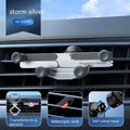 Aluminium alloy magnetic car phone holder in black, showing clip-on air vent mount and adhesive dashboard version.