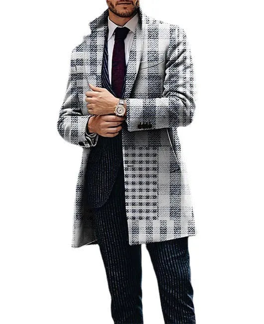 Large suit collar slim fit men's coat in polyester blend with top stitching slit pocket, colour XLDY-03