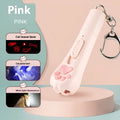 Plastic cat teaser pen light toy in cream white, pink, or sky blue colours with self-hi feature