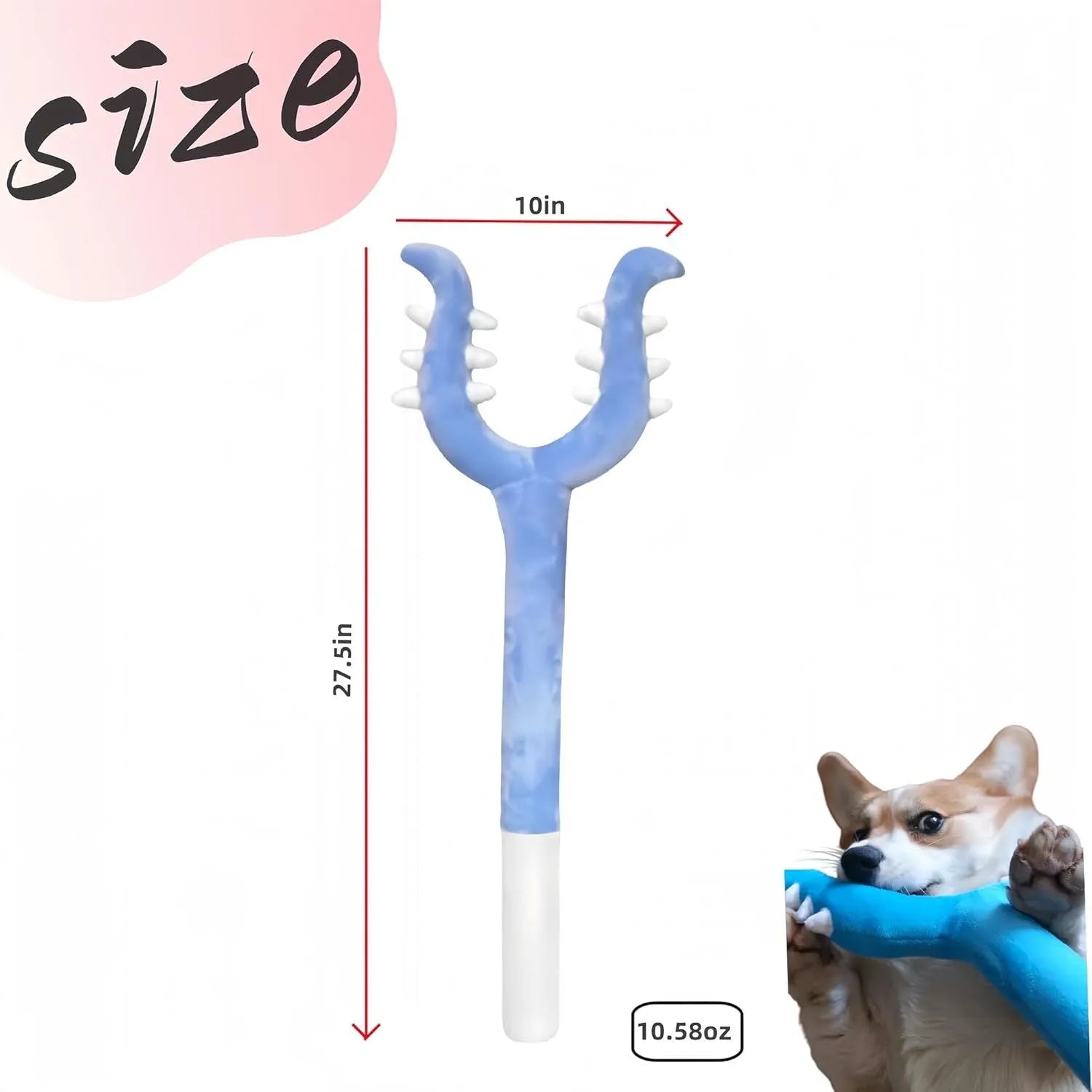 70cm blue plush cat wand toy with foam-filled front section for interactive play