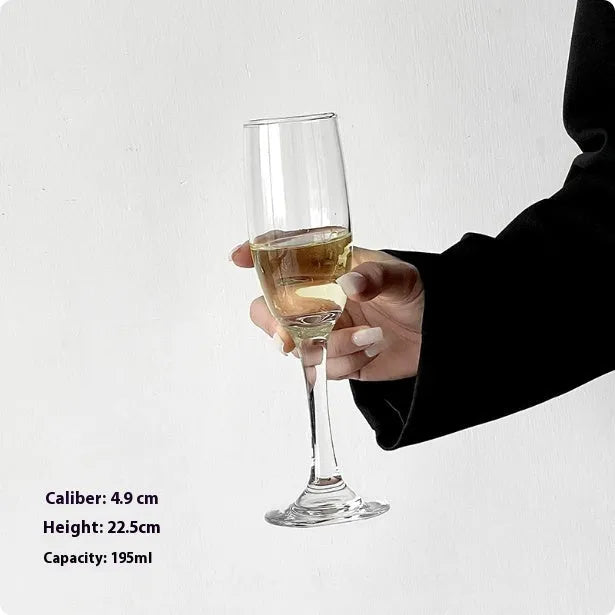 French champagne goblet glass with traditional flute silhouette in multiple colour finishes