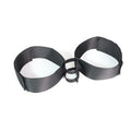 Black knitted adult toy strap for securing sensual accessories