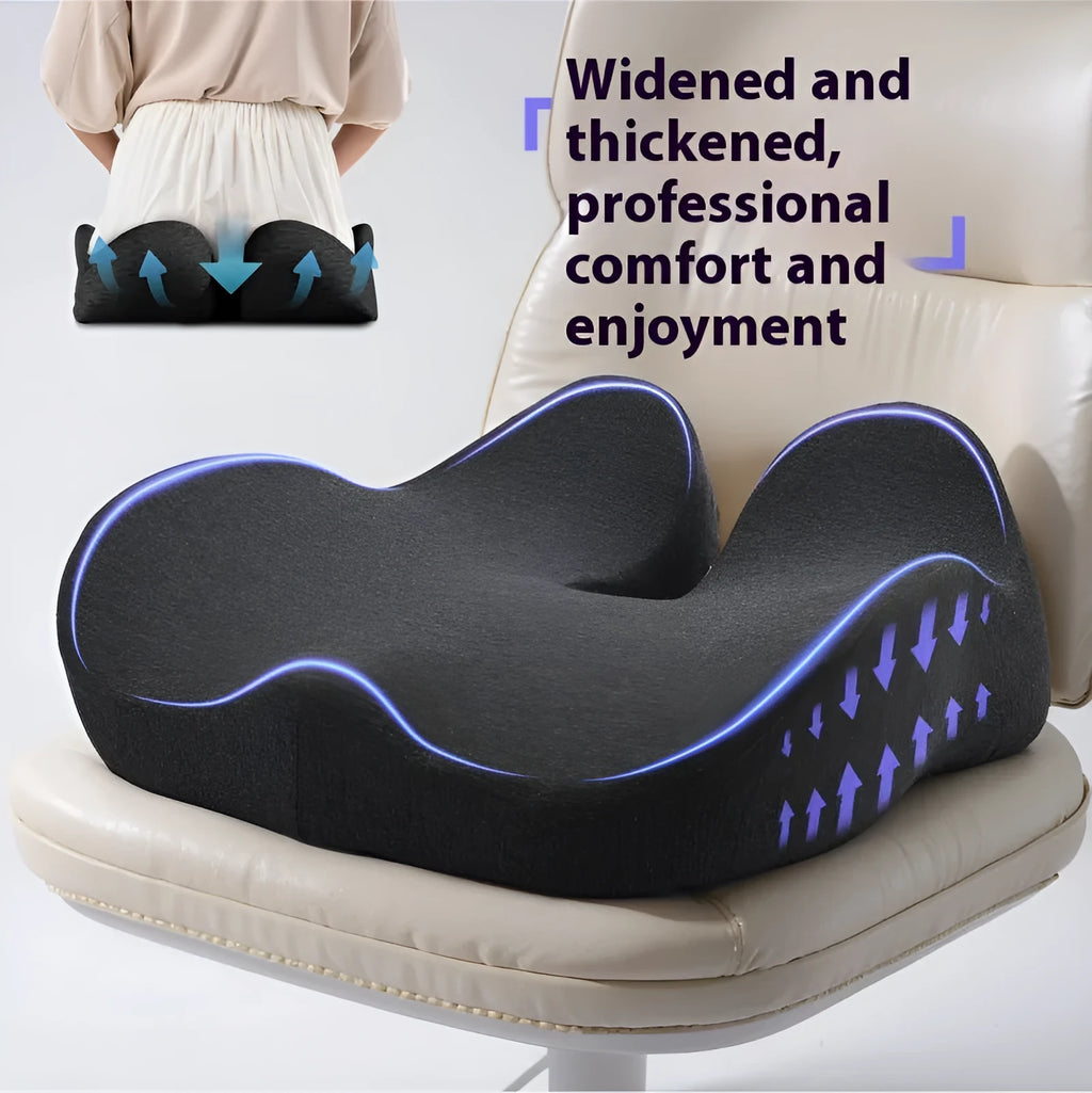Memory foam office chair cushion in solid colour measuring 46x43x12cm