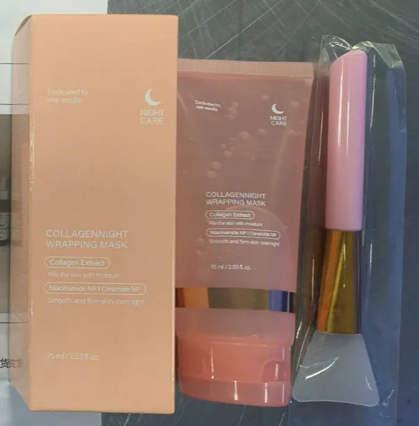 75ml collagen night mask with application brush for firming elasticity and overnight hydration
