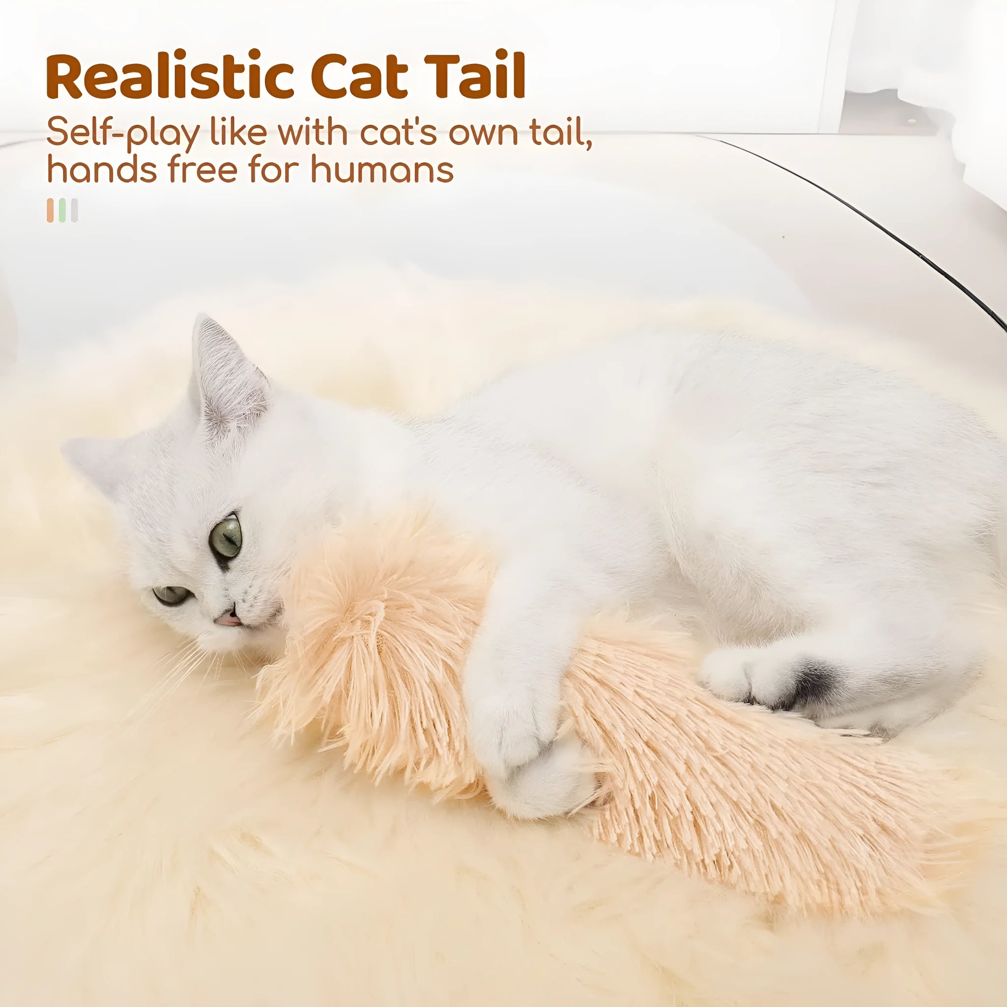 Plush cat toy pillow in blue, green, pink, or white colours measuring 27cm long by 10cm wide