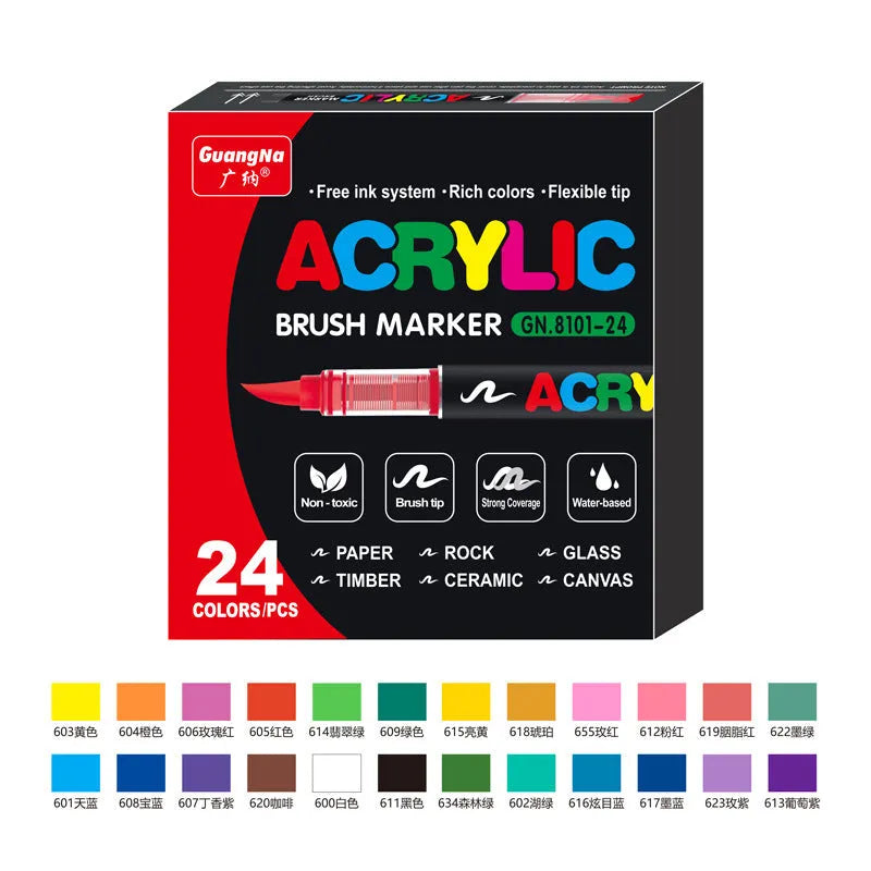 Set of acrylic marker pens in multiple colours for art painting and graffiti projects