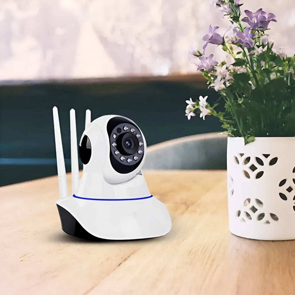 White wireless dome security camera with 3.6mm lens for indoor and outdoor HD surveillance