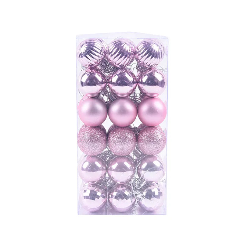 36 Christmas colour balls in whole box set, 4cm diameter, assorted colours for tree decoration