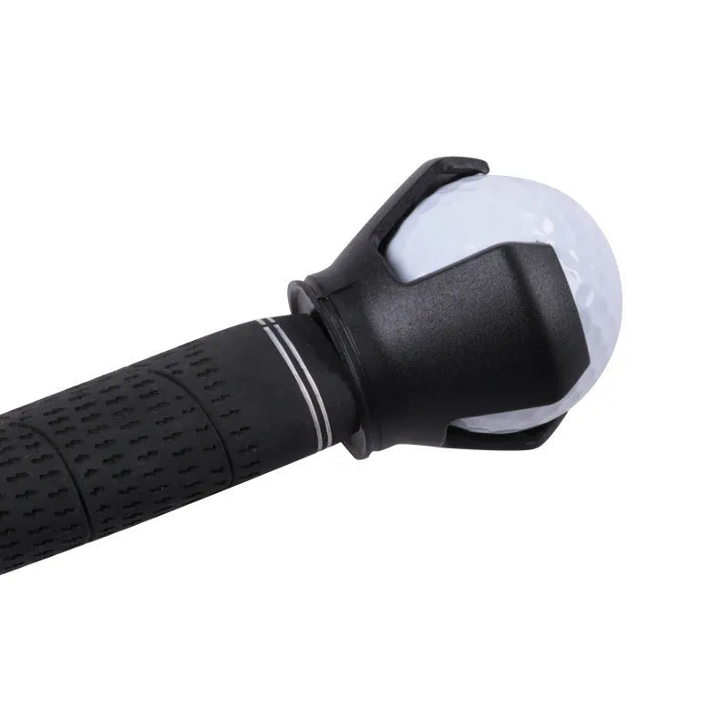 Black golf ball picker tool with clip and storage seat weighing 60g