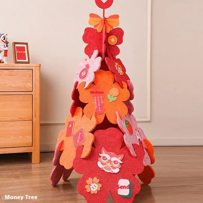 Felt Happy Tree ornament in modern art carved style for wedding ceremony decoration