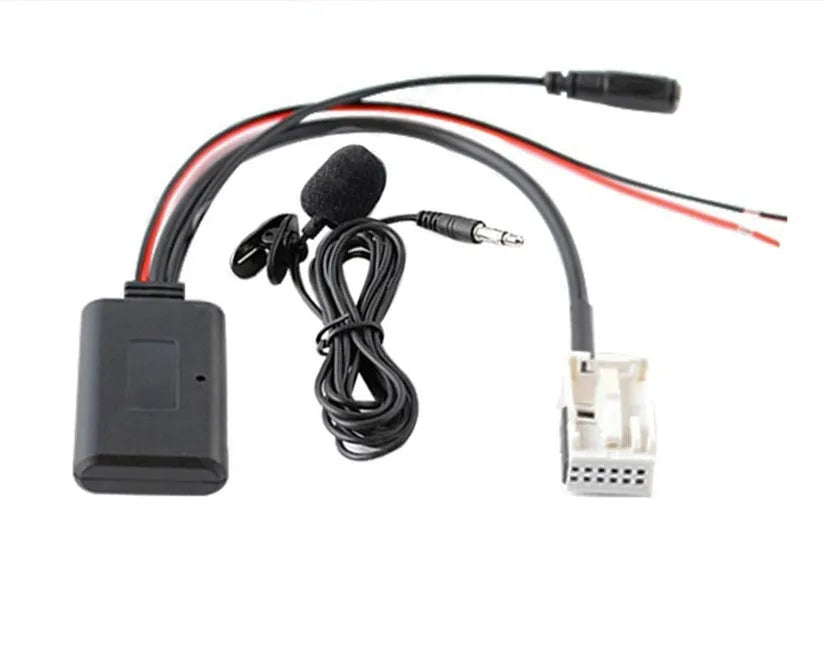 Bluetooth auxiliary cable for Peugeot and Citroen RD4 car stereo systems with optional microphone