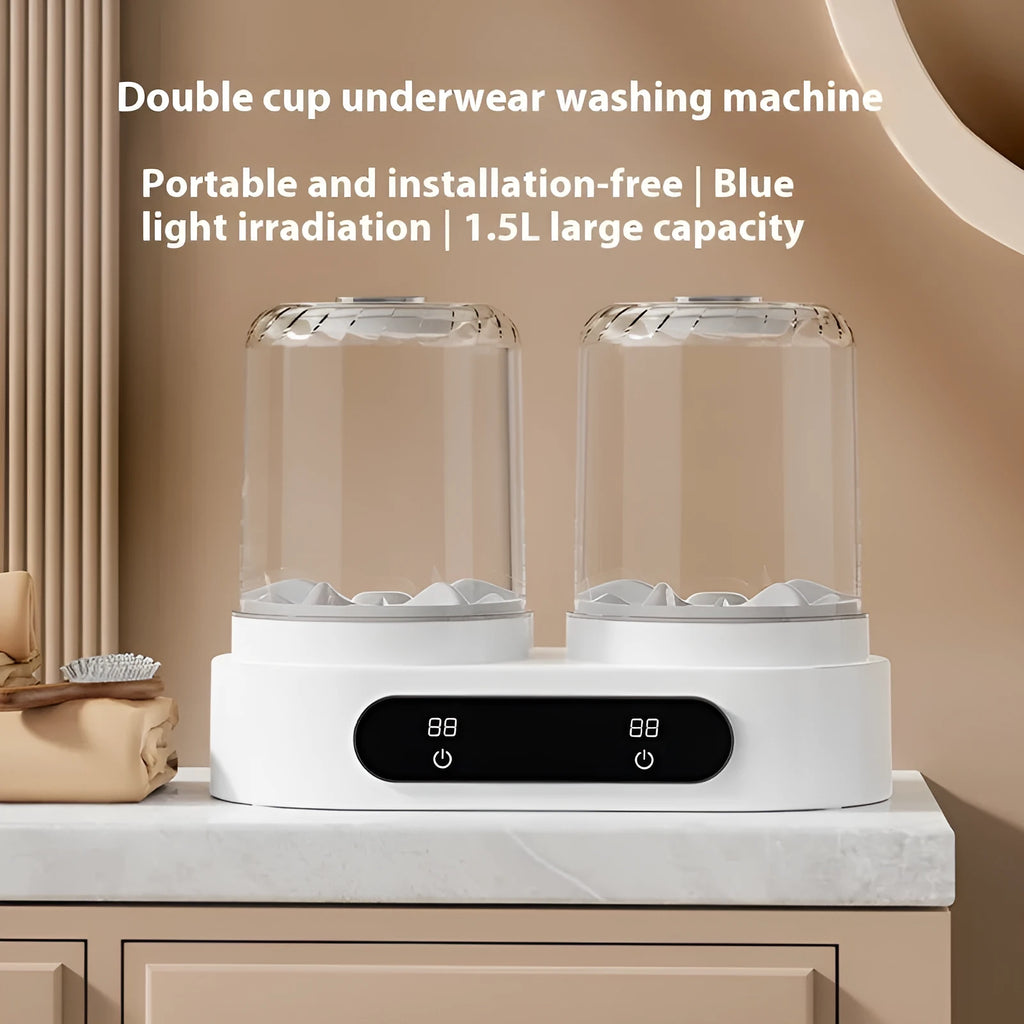 White double bucket USB mini washing machine for personal laundry