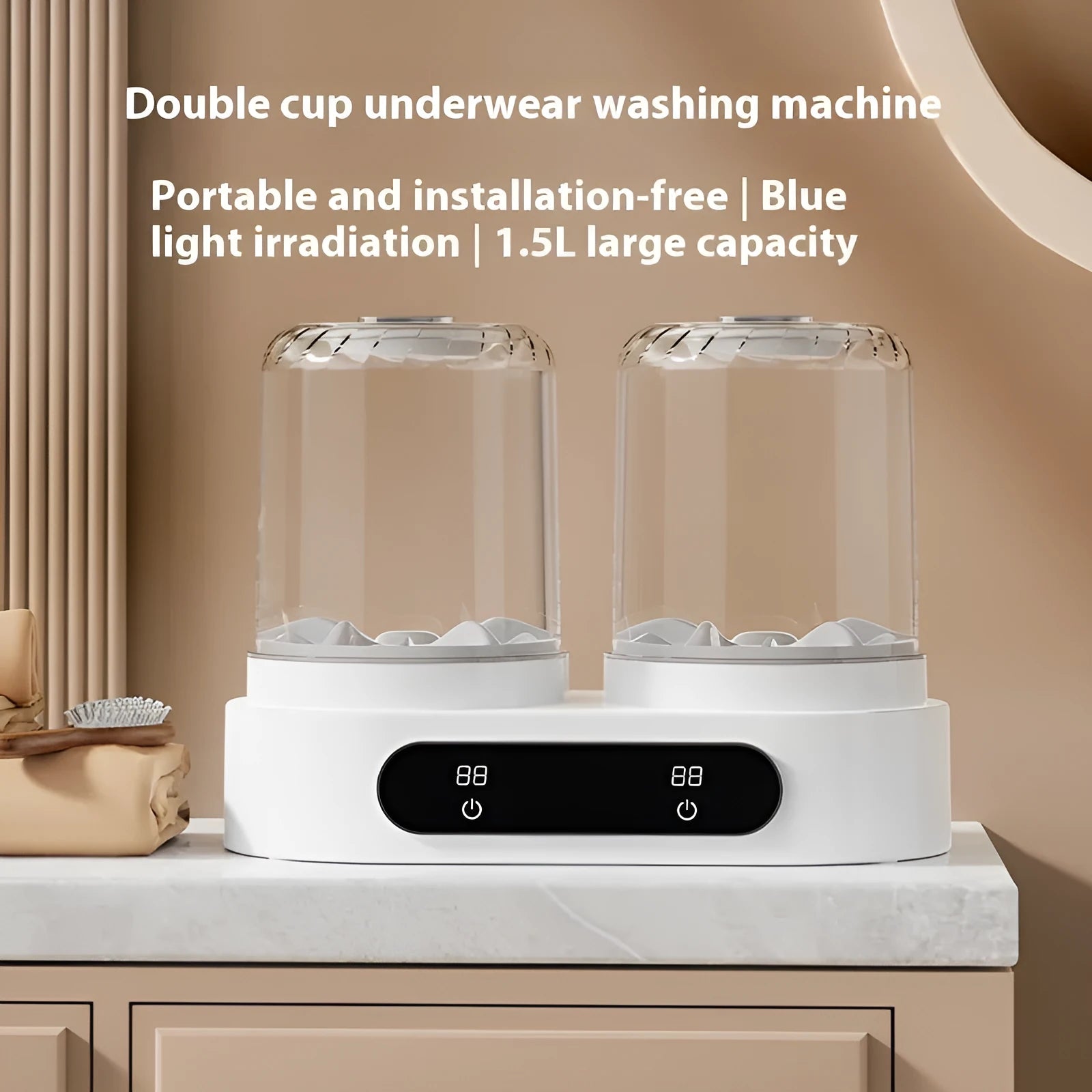 White double bucket USB mini washing machine for personal laundry