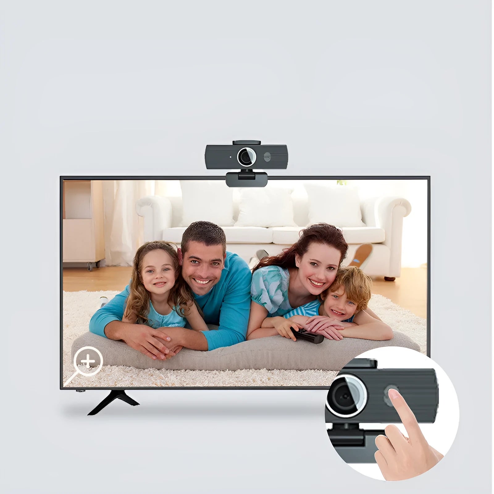 Black Camera Zoom network computer webcam with USB cable and magnetic privacy cover for 4K video conferencing