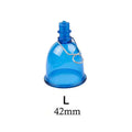 Blue silicone men's physical stretch exerciser cup in small, medium, and large sizes