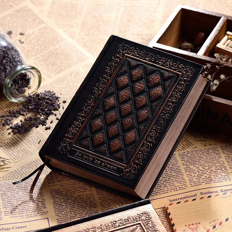 Embossed faux leather notepad with 3D relief design in bronze colour option