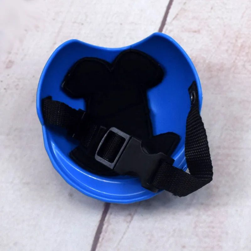 Plastic motorcycle-style cap helmet for a dog, shown in a solid colour with a Japanese aesthetic.