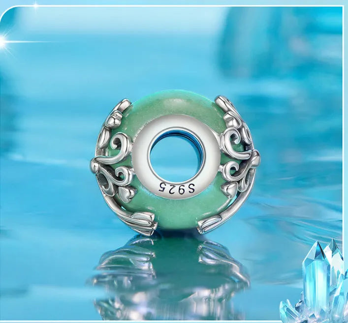 925 silver lucky tree pendant with Dongling stone inlay, 1.2cm height, 0.45cm aperture