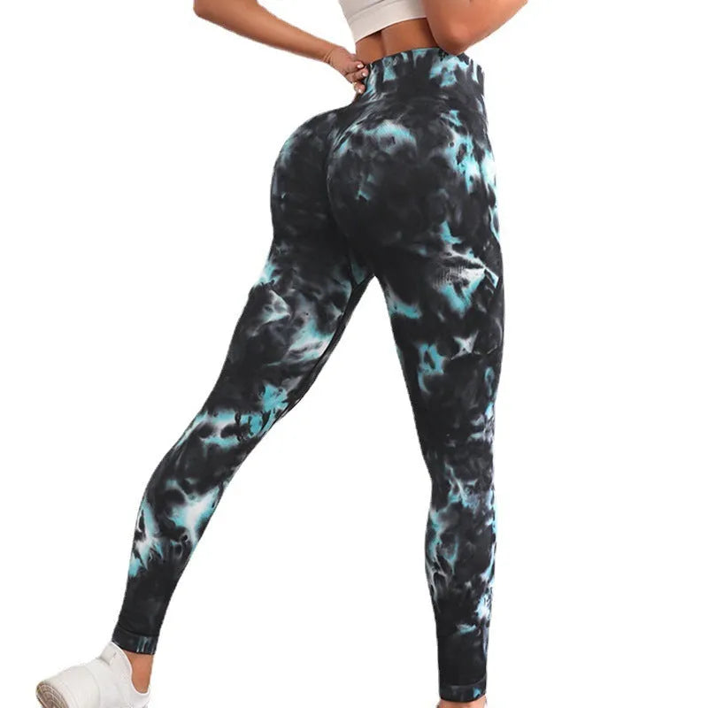 Black and green alternating nylon yoga sports pants for women, running fitness tights, S M L sizes