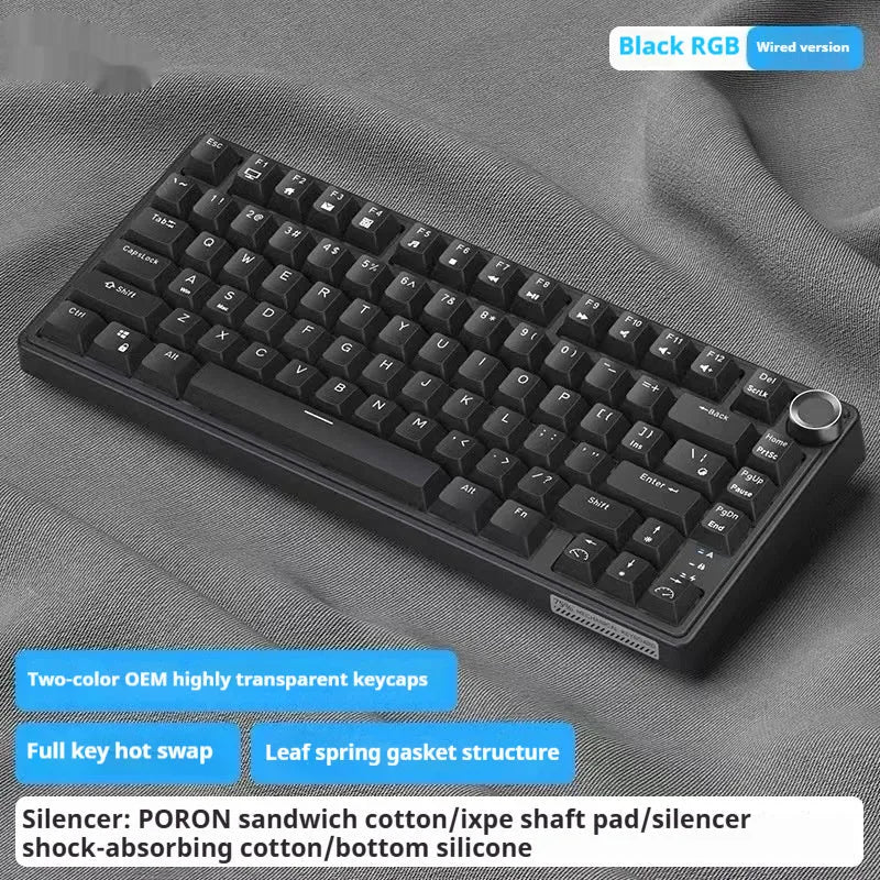 Wireless mechanical keyboard with RGB lighting and hot-swappable switches in various colour options